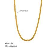 Elegant and niche design, hollowed out cylindrical chain, gold bead tassel pendant, titanium steel jewelry necklace