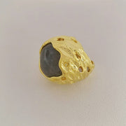 Round texture hollow natural stone ring Barcelona original design fashion retro high-end hand jewelry for women