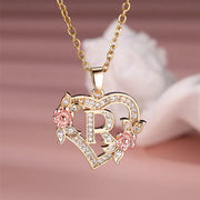 Cute Female A-Z Letter Pendant Necklace Vintage Yellow Gold Color Wedding Jewelry Gift For Women