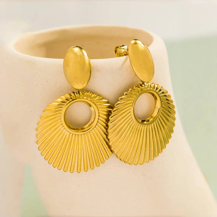 Shell Texture Charm Pendant Stainless Steel Earrings for Women, Retro High-quality Daily Jewelry Earrings