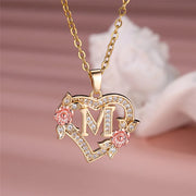 Cute Female A-Z Letter Pendant Necklace Vintage Yellow Gold Color Wedding Jewelry Gift For Women