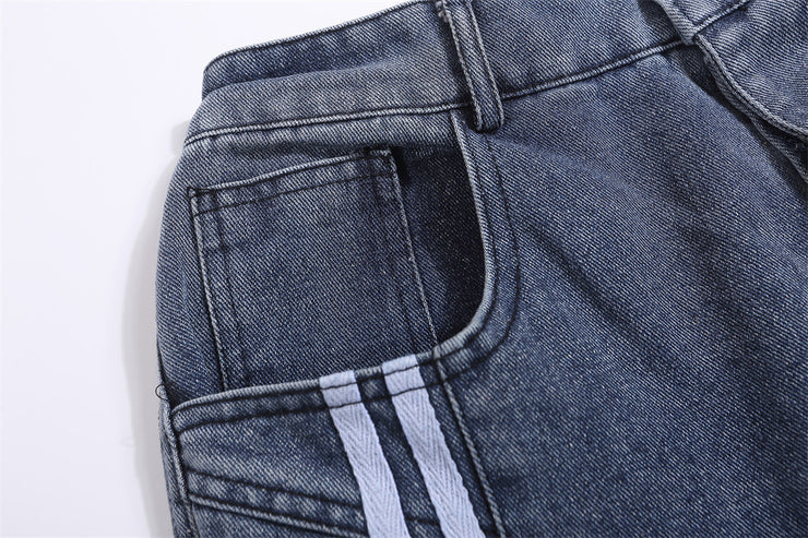Fashion Side Striped Straight Jeans Men