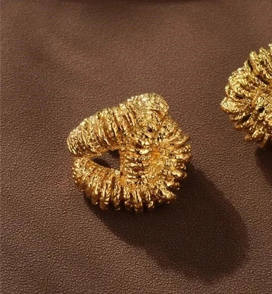 Brass Texture Knot Braided Chunky Earrings for Women Metal Gold Color Jewelry Personality Vintage European And American