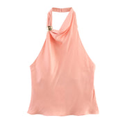 European and American fashion neck hanging sleeveless vest high waist two-piece set
