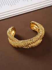 Brass Texture Knot Braided Chunky Earrings for Women Metal Gold Color Jewelry Personality Vintage European And American