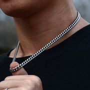 Titanium Steel Cuban Necklace Jewelry Buckle Round Grinding Chain Men