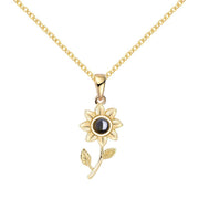 100 Languages I Love You Projection Necklace European and American Women Exquisite Sunflower Jewelry Simple Fashion Necklace Women