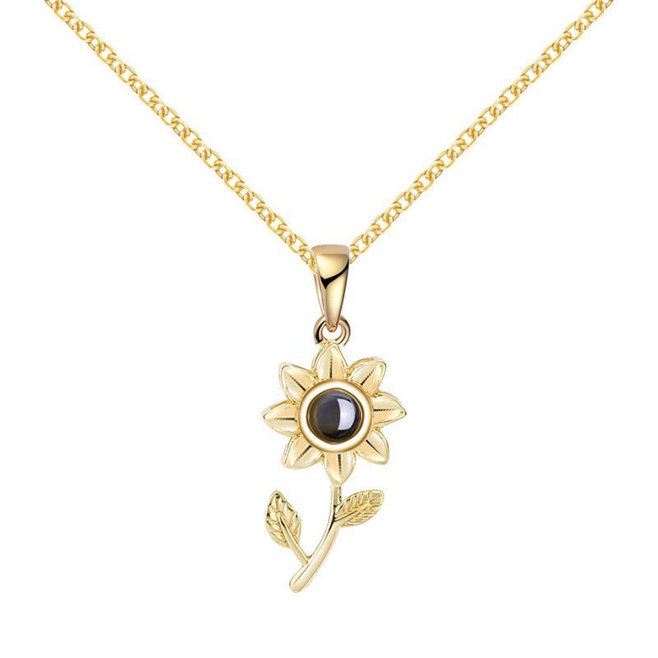 100 Languages I Love You Projection Necklace European and American Women Exquisite Sunflower Jewelry Simple Fashion Necklace Women