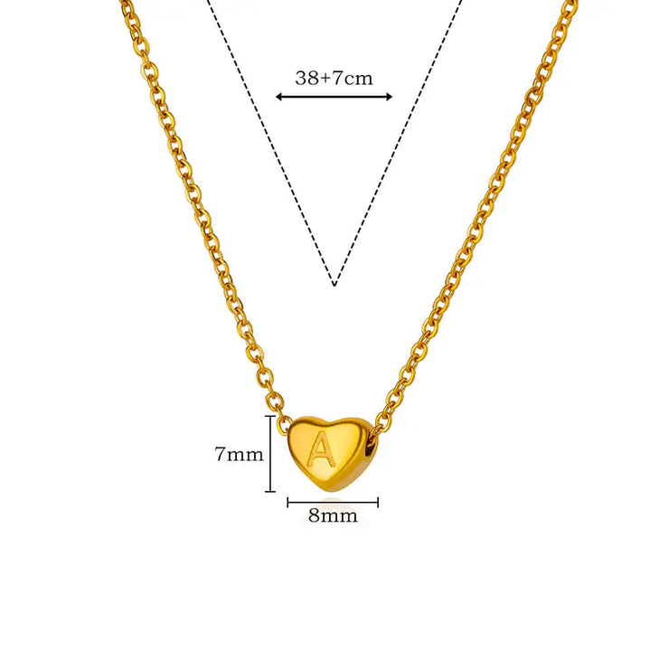 Initial Heart Necklaces For Women Gold Color Stainless Steel Engraved A-Z Letter Heart Necklace Wedding Bridesmaid Jewelry Gift