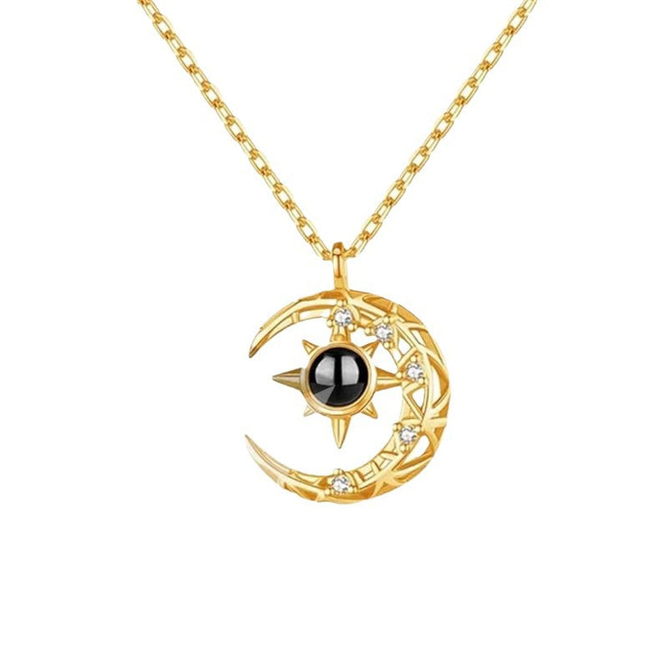 Personalized photo and image necklace from Europe and America, projection necklace, crescent pendant with photo necklace, ladies' moon jewelry