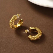 Brass Texture Knot Braided Chunky Earrings for Women Metal Gold Color Jewelry Personality Vintage European And American