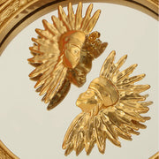 Geometric jewelry with wrinkled texture Indian style design titanium steel gold-plated earrings