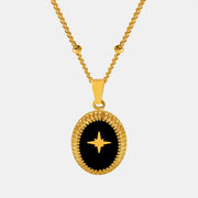 Geometric Jewelry Dripping Oil Star Elliptical Titanium Steel Pendant Necklace