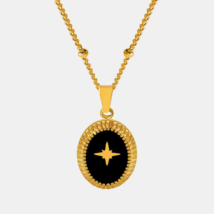Geometric Jewelry Dripping Oil Star Elliptical Titanium Steel Pendant Necklace