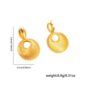 Shell Texture Charm Pendant Stainless Steel Earrings for Women, Retro High-quality Daily Jewelry Earrings