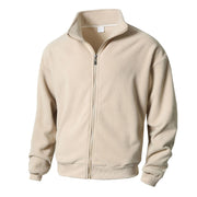 Round neck long sleeved stand up collar cardigan casual base shirt for men