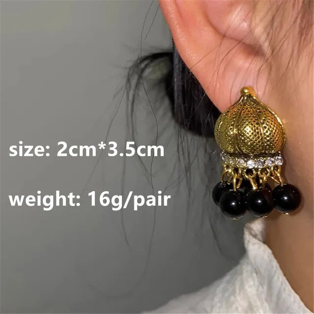 New Big Metal Stud Earring Love Heart Waterdrop for Women Gold Color Jewelry Palace Style Travel Gifts