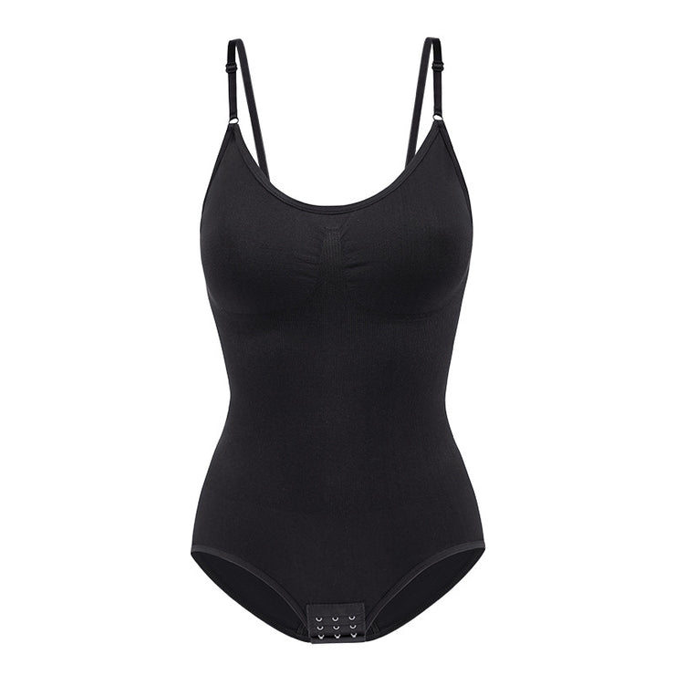 Body shaping bodysuit for women with abdominal compression buttons open cut underwear waist cinching and body shaping bodysuit
