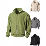 Round neck long sleeved stand up collar cardigan casual base shirt for men