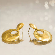 Shell Texture Charm Pendant Stainless Steel Earrings for Women, Retro High-quality Daily Jewelry Earrings