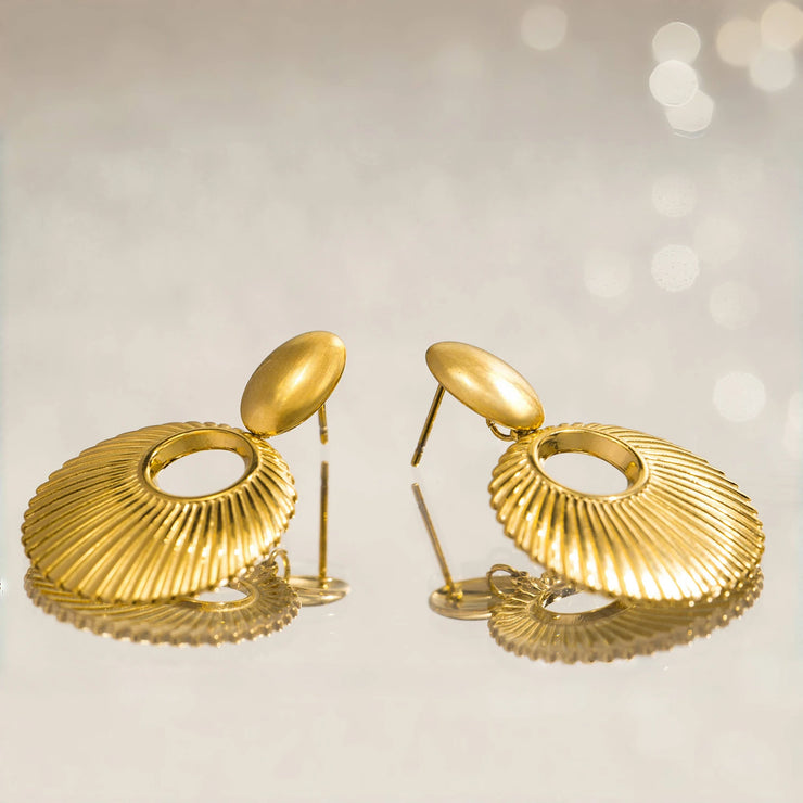 Shell Texture Charm Pendant Stainless Steel Earrings for Women, Retro High-quality Daily Jewelry Earrings