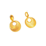 Shell Texture Charm Pendant Stainless Steel Earrings for Women, Retro High-quality Daily Jewelry Earrings