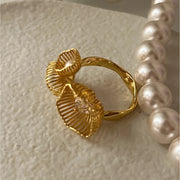 Ring, Golden Pearl, Retro Couple, Creative Wings Design, Thai Silver Party, Jewelry, Birthday Gift