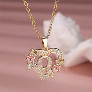 Cute Female A-Z Letter Pendant Necklace Vintage Yellow Gold Color Wedding Jewelry Gift For Women