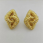 Brass Texture Knot Braided Chunky Earrings for Women Metal Gold Color Jewelry Personality Vintage European And American