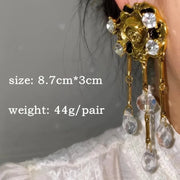 New Big Metal Stud Earring Love Heart Waterdrop for Women Gold Color Jewelry Palace Style Travel Gifts