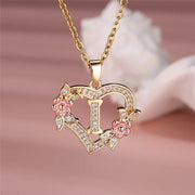 Cute Female A-Z Letter Pendant Necklace Vintage Yellow Gold Color Wedding Jewelry Gift For Women