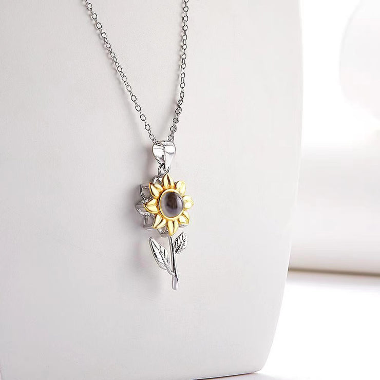 100 Languages I Love You Projection Necklace European and American Women Exquisite Sunflower Jewelry Simple Fashion Necklace Women