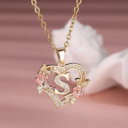 Cute Female A-Z Letter Pendant Necklace Vintage Yellow Gold Color Wedding Jewelry Gift For Women