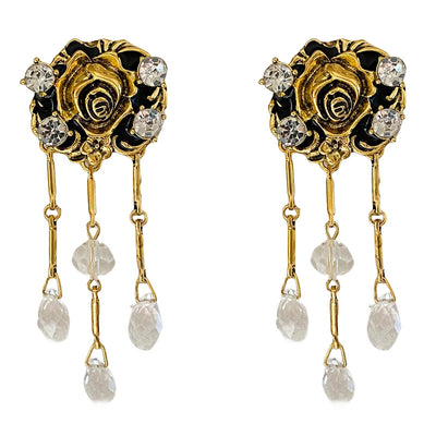 New Big Metal Stud Earring Love Heart Waterdrop for Women Gold Color Jewelry Palace Style Travel Gifts