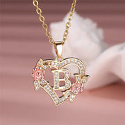 Cute Female A-Z Letter Pendant Necklace Vintage Yellow Gold Color Wedding Jewelry Gift For Women