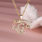 Cute Female A-Z Letter Pendant Necklace Vintage Yellow Gold Color Wedding Jewelry Gift For Women