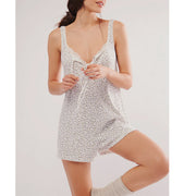European and American women's fresh floral sleeveless jumpsuit sleepwear and home wear