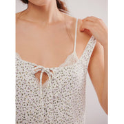 European and American women's fresh floral sleeveless jumpsuit sleepwear and home wear