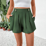 High waisted shorts with wide legs summer casual shorts with pockets for women