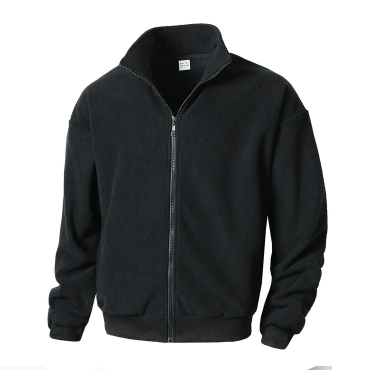 Round neck long sleeved stand up collar cardigan casual base shirt for men