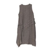Retro Fashion Tank Top Skirt Round Neck Splicing Ruffle Edge Drawstring Mid Long Versatile Sleeveless Dress
