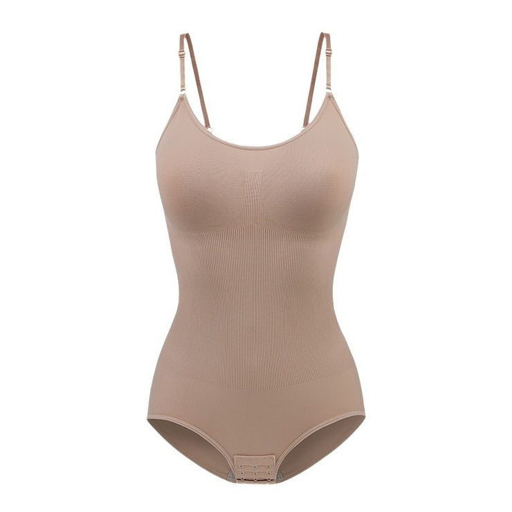 Body shaping bodysuit for women with abdominal compression buttons open cut underwear waist cinching and body shaping bodysuit
