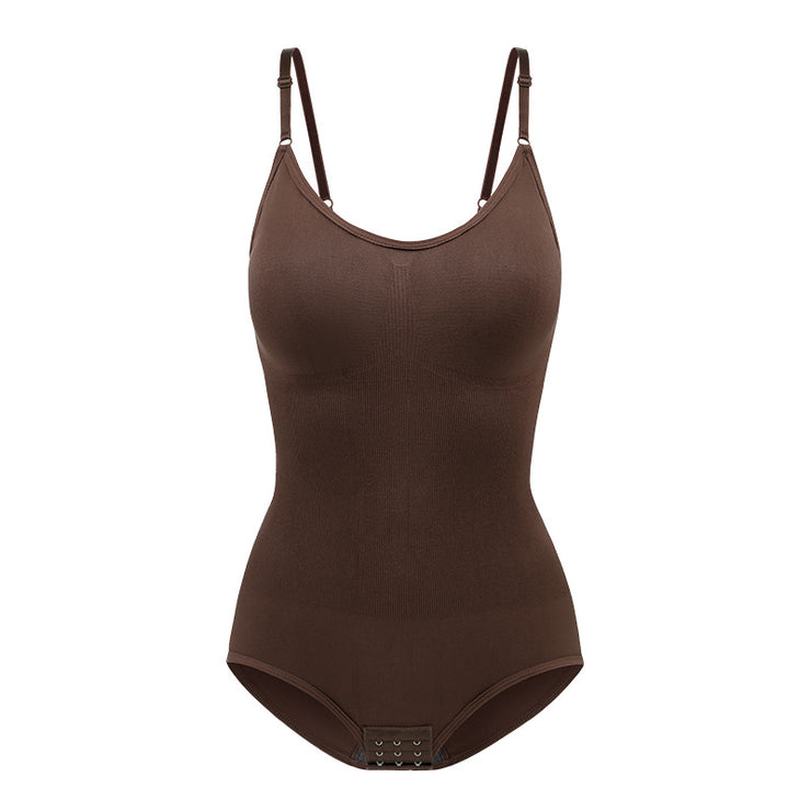 Body shaping bodysuit for women with abdominal compression buttons open cut underwear waist cinching and body shaping bodysuit
