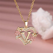 Cute Female A-Z Letter Pendant Necklace Vintage Yellow Gold Color Wedding Jewelry Gift For Women
