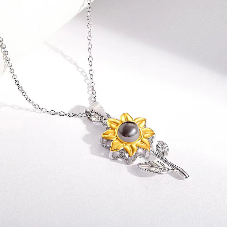 100 Languages I Love You Projection Necklace European and American Women Exquisite Sunflower Jewelry Simple Fashion Necklace Women