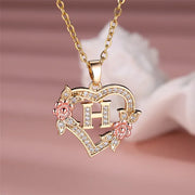 Cute Female A-Z Letter Pendant Necklace Vintage Yellow Gold Color Wedding Jewelry Gift For Women