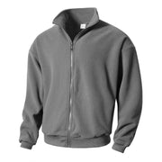 Round neck long sleeved stand up collar cardigan casual base shirt for men