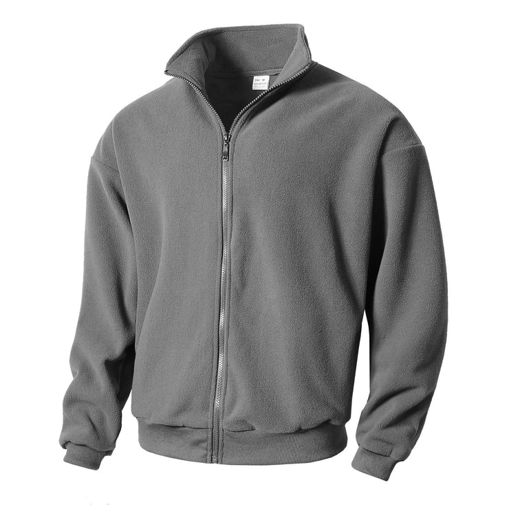 Round neck long sleeved stand up collar cardigan casual base shirt for men