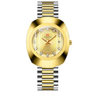 Couple Quartz Watch Yellow Gold Diamond Waterproof Steel Belt Watch