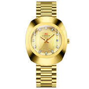 Couple Quartz Watch Yellow Gold Diamond Waterproof Steel Belt Watch
